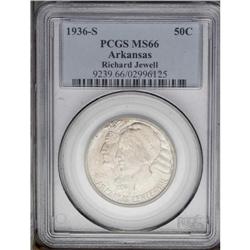 1936-S 50C Arkansas MS66 PCGS. Ex: Richard Jewell. Del 1936-S[50C] Arkansas MS66 PCGS.