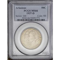 1937-D 50C Arkansas MS66 PCGS. Medium intensity golden 1937-D[50C] Arkansas MS66 PCGS.