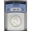 Image 1 : 1936 50C Cincinnati MS65 ANACS. A satiny, silver-gray 1936[50C] Cincinnati MS65 ANACS.