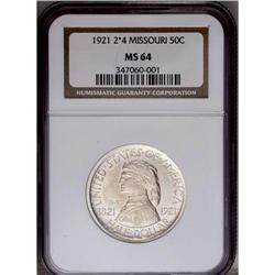 1921 50C Missouri 2x4 MS64 NGC. Silver-gray surfaces d 1921[50C] Missouri 2x4 MS64 NGC.