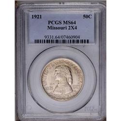 1921 50C Missouri 2x4 MS64 PCGS. The obverse has a lig 1921[50C] Missouri 2x4 MS64 PCGS.