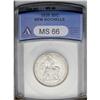 Image 1 : 1938 50C New Rochelle MS66 ANACS. Satiny and virtually 1938[50C] New Rochelle MS66 ANACS.