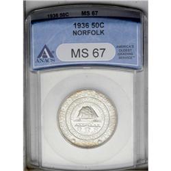 1936 50C Norfolk MS67 ANACS. Both sides exhibit an imp 1936[50C] Norfolk MS67 ANACS.