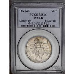 1934-D 50C Oregon MS66 PCGS. The reverse is rotated sl 1934-D[50C] Oregon MS66 PCGS.