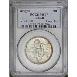 1934-D 50C Oregon MS67 PCGS. The smooth, lustrous surf 1934-D[50C] Oregon MS67 PCGS.