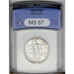 1939 50C Oregon MS67 ANACS. A vibrant silver-gray repr 1939[50C] Oregon MS67 ANACS.