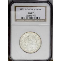1936 50C Rhode Island MS67 NGC. Impeccably preserved w 1936[50C] Rhode Island MS67 NGC.