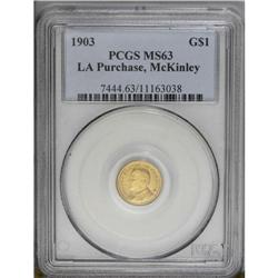 1903 G$1 Louisiana Purchase/McKinley MS63 PCGS. A curi 1903[G$1] Louisiana Purchase/McKinley MS63 PC