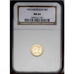 1903 G$1 Louisiana Purchase/McKinley MS64 NGC. This is 1903[G$1] Louisiana Purchase/McKinley MS64 NG