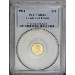 1904 G$1 Lewis and Clark MS62 PCGS. Lustrous and flash 1904[G$1] Lewis and Clark MS62 PCGS.