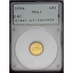 1904 G$1 Lewis and Clark MS63 PCGS. Radiant lemon-gold 1904[G$1] Lewis and Clark MS63 PCGS.