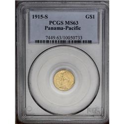 1915-S G$1 Panama-Pacific Gold Dollar MS63 PCGS. Boldl 1915-S[G$1] Panama-Pacific Gold Dollar MS63 P