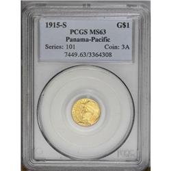 1915-S G$1 Panama-Pacific Gold Dollar MS63 PCGS. Well 1915-S[G$1] Panama-Pacific Gold Dollar MS63 PC