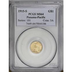 1915-S G$1 Panama-Pacific Gold Dollar MS64 PCGS. An un 1915-S[G$1] Panama-Pacific Gold Dollar MS64 P