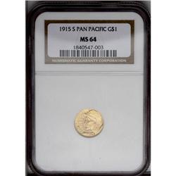 1915-S G$1 Panama-Pacific Gold Dollar MS64 NGC. Aprico 1915-S[G$1] Panama-Pacific Gold Dollar MS64 N