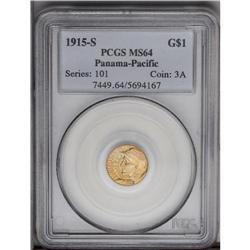 1915-S G$1 Panama-Pacific Gold Dollar MS64 PCGS. Much 1915-S[G$1] Panama-Pacific Gold Dollar MS64 PC