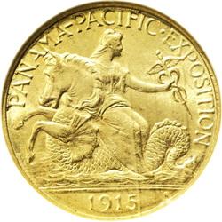 1915-S $2 1/2 Panama-Pacific Quarter Eagle MS65 NGC. D 1915-S[$2 1/2] Panama-Pacific Quarter Eagle M