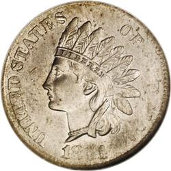 1881 1C Indian Cent--Struck on a Three Cent Nickel Bla 1881[1C] Indian Cent--Struck on a Three Cent 