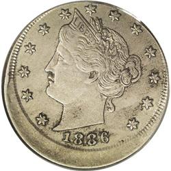 1886 5C Liberty Nickel--Struck 10% Off Center--XF45 PC 1886[5C] Liberty Nickel--Struck 10% Off Cente