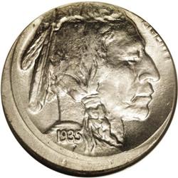 1935-? 5C Buffalo Nickel--10% Off Center--MS64 NGC. Th 1935-?[5C] Buffalo Nickel--10% Off Center--MS