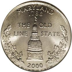 2000-P 25C Maryland Statehood Quarter--Struck on a Fiv 2000-P[25C] Maryland Statehood Quarter--Struc