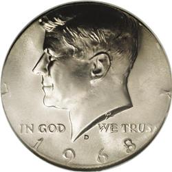 1968-D 50C Kennedy Half Dollar--Struck on a Quarter Bl 1968-D[50C] Kennedy Half Dollar--Struck on a 