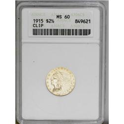 1915 $2 1/2 Indian Quarter Eagle--Clip--MS60 ANACS. A 1915[$2 1/2] Indian Quarter Eagle--Clip--MS60 