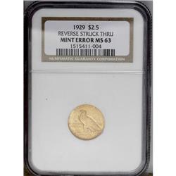 1929 $2 1/2 Indian Quarter Eagle--Reverse Struck Throu 1929[$2 1/2] Indian Quarter Eagle--Reverse St