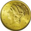 Image 1 : 1904 $20 --Double Struck in Collar--MS63 PCGS. This lus 1904[$20] Double Eagle--Double Struck in Col