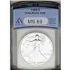 Image 1 : 1988 S$1 Silver Eagle--Railroad Rim--MS69 ANACS. The r 1988[img border='0' src='http://www.heritagec