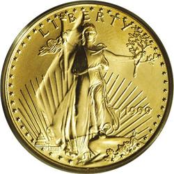 1999 G$25 Half-Ounce Gold Eagle--Obverse Struck Throug 1999[G$25] Half-Ounce Gold Eagle--Obverse Str