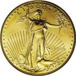 1999 G$50 One-Ounce Gold Eagle--Struck Thru Reverse--M 1999[G$50] One-Ounce Gold Eagle--Struck Thru 
