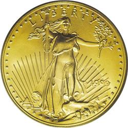 1999 G$50 One-Ounce Gold Eagle--Struck Through Obverse 1999[G$50] One-Ounce Gold Eagle--Struck Throu