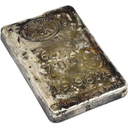 Uncertified San Francisco Mint Silver Ingot. A cast sil Uncertified San Francisco Mint Silver Ingot.