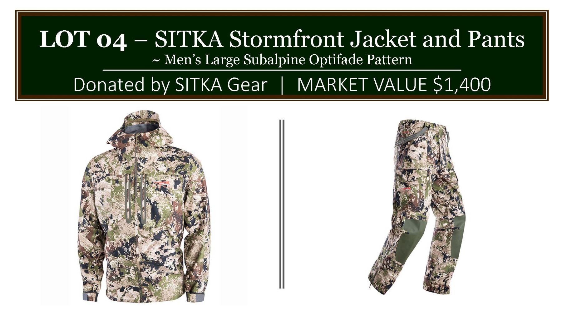 Optifade Pattern Sitka Stormfront Jacket & Pants, mens size large, subalpine optifade ...