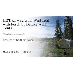 12'x14' wall tent with porch & frame by Deluxe Wall Tents