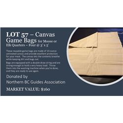 4 - 3'x5' canvas game bags for elk or moose quarters