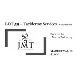 Gift certificate for Taxidermy services