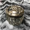 Image 1 : Art Nouveau Sterling Silver Cut Glass Floral Embossed Dresser Jar