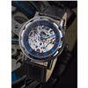 Men's Black Skeleton Mechanical Wristwatch