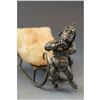 Image 3 : Antique c1900 German Silver Plate Figure Gnome Pulling Sled & Rose Quartz Crystal