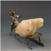 Image 5 : Antique c1900 German Silver Plate Figure Gnome Pulling Sled & Rose Quartz Crystal