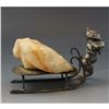 Image 6 : Antique c1900 German Silver Plate Figure Gnome Pulling Sled & Rose Quartz Crystal