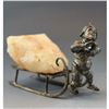 Image 7 : Antique c1900 German Silver Plate Figure Gnome Pulling Sled & Rose Quartz Crystal