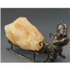 Image 8 : Antique c1900 German Silver Plate Figure Gnome Pulling Sled & Rose Quartz Crystal