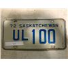 Image 1 : 1972 SASKATCHEWAN LICENSE PLATE UL 100