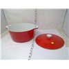 Image 1 : RARE RED ENAMEL - CAST IRON POT/LID