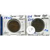Image 1 : 2X 1800'S COINS - PENNY TOKEN - SUCCESS TO FISHING - BANK OF MANITOBA