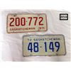 Image 1 : 1971 & 1972 SASKATCHEWAN LICENCE PLATES