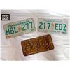 Image 1 : 2 NEWER UNDATED SASKATCHEWAN LICENCE PLATES & A FARM PLATE (ROUGH CONDITION)